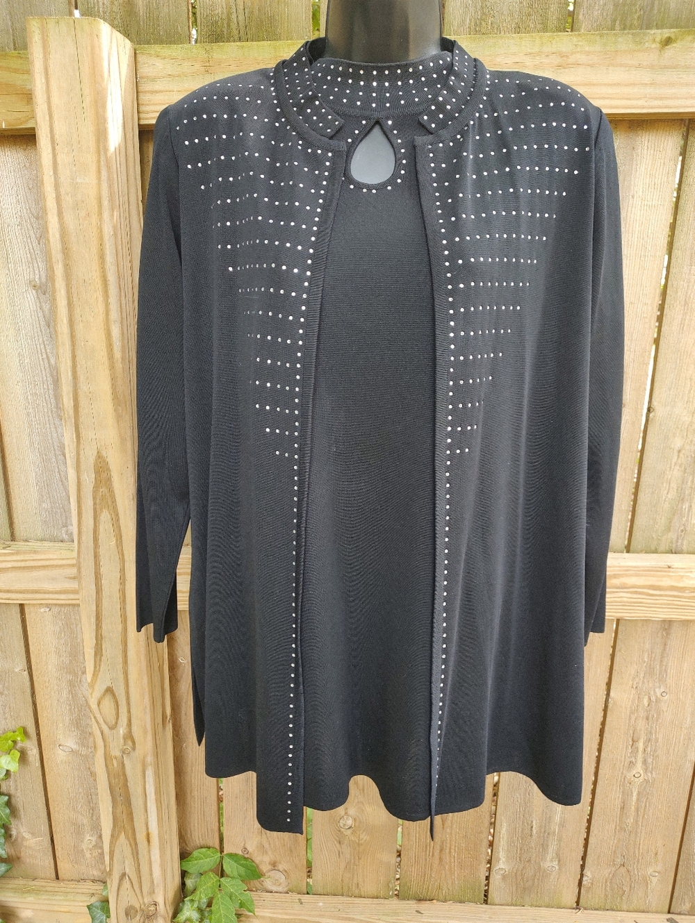 🏵️ Misook VTG Knit Black Rhinestone Classic Luxury Sweater Set Medium